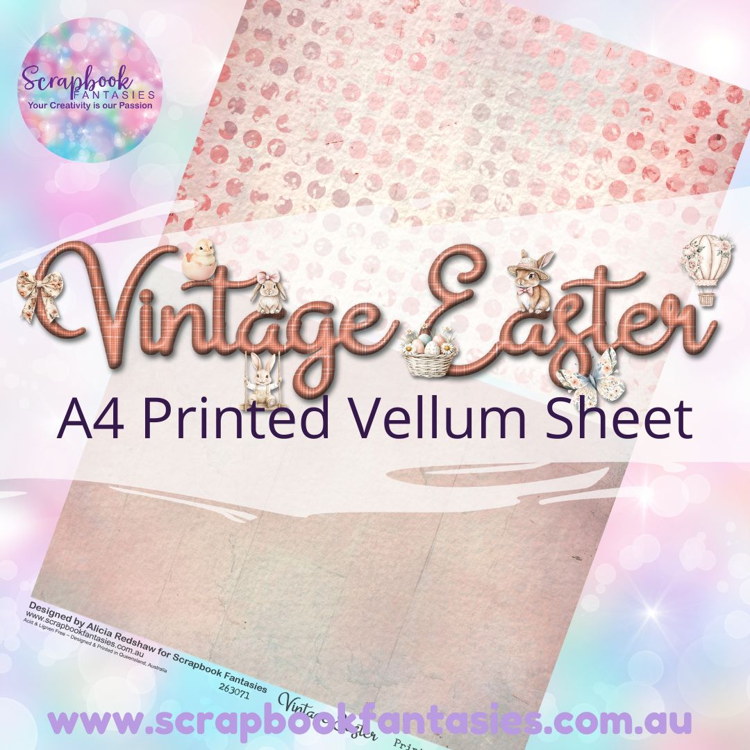 Vintage Easter A4 Printed Vellum Sheet - Halves 3 263071