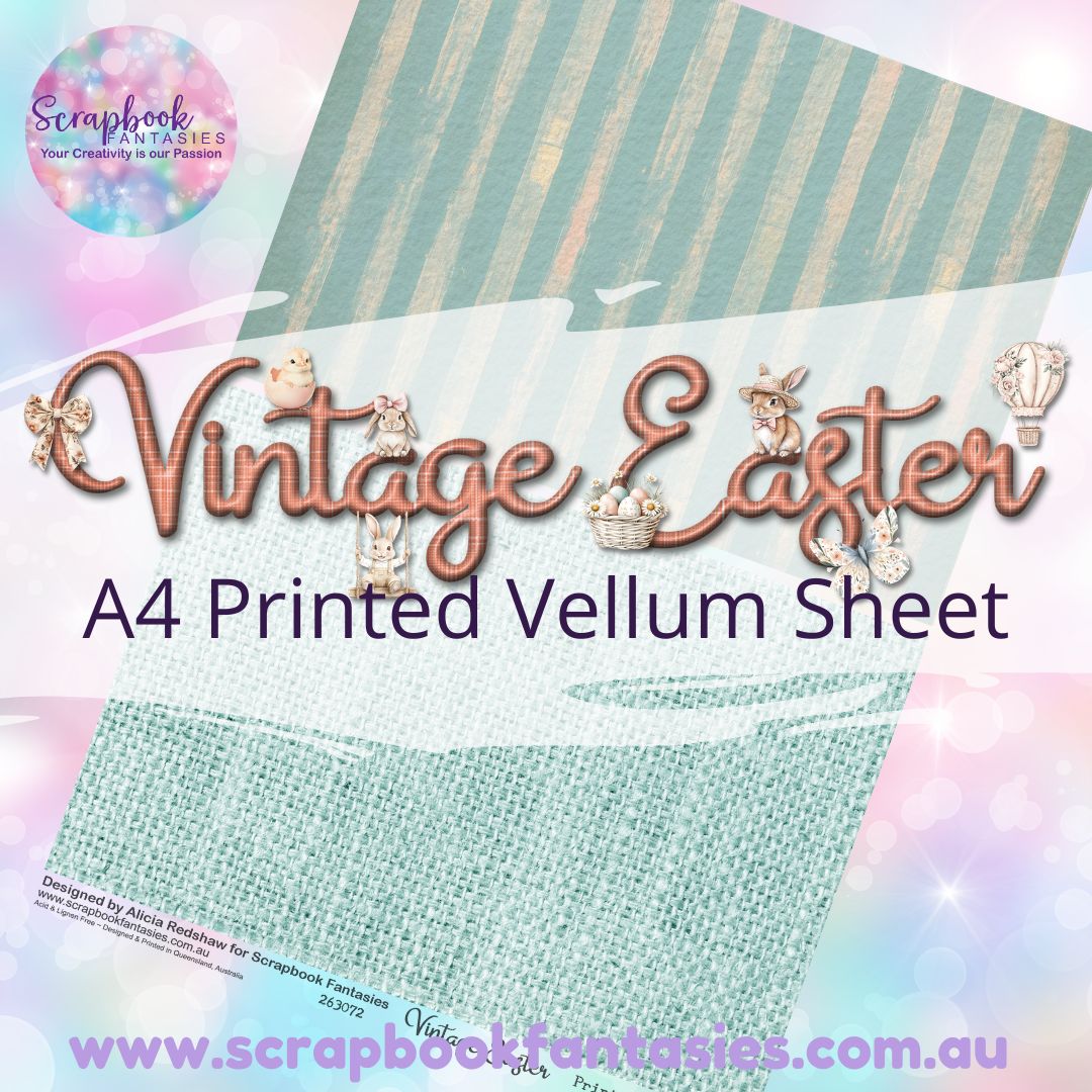 Vintage Easter A4 Printed Vellum Sheet - Halves 4 263072