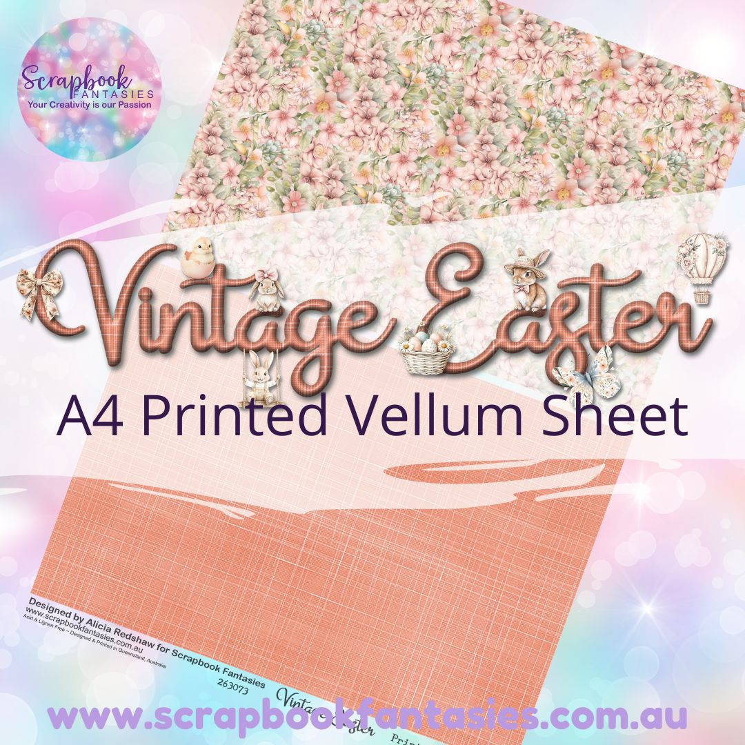 Vintage Easter A4 Printed Vellum Sheet - Halves 5 263073