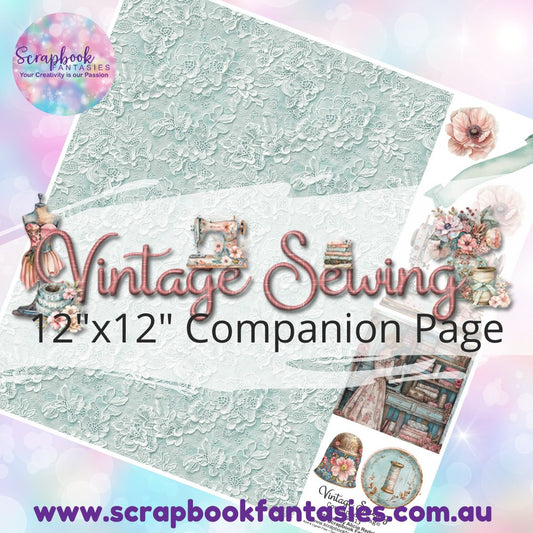 Vintage Sewing 12"x12" Single-sided Companion Page - Lace 250613