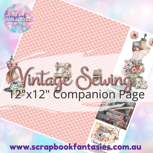 Vintage Sewing 12"x12" Single-sided Companion Page - Peach Pattern 250614