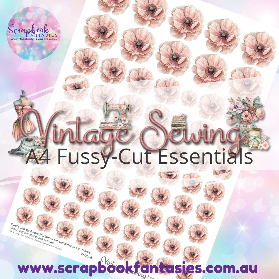 Vintage Sewing A4 Colour Fussy-Cut Essentials - Flowers 1 250608