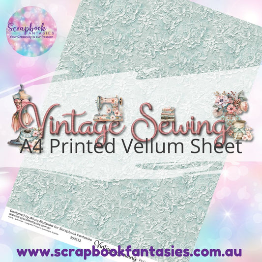 Vintage Sewing A4 Printed Vellum Sheet - Lace 250612