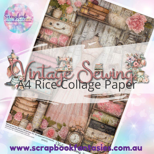 Vintage Sewing A4 Rice Collage Paper - Collage 1 250601