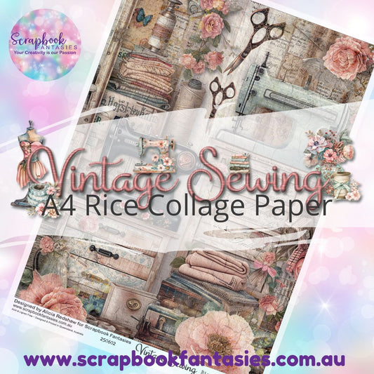 Vintage Sewing A4 Rice Collage Paper - Collage 2 250602