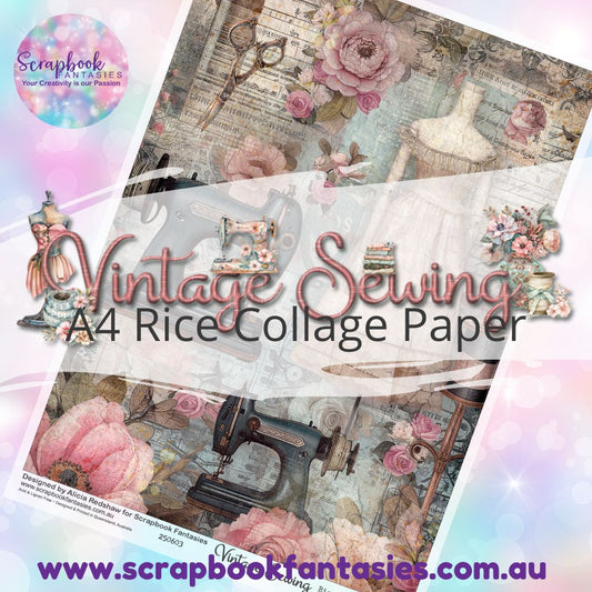 Vintage Sewing A4 Rice Collage Paper - Collage 3 250603