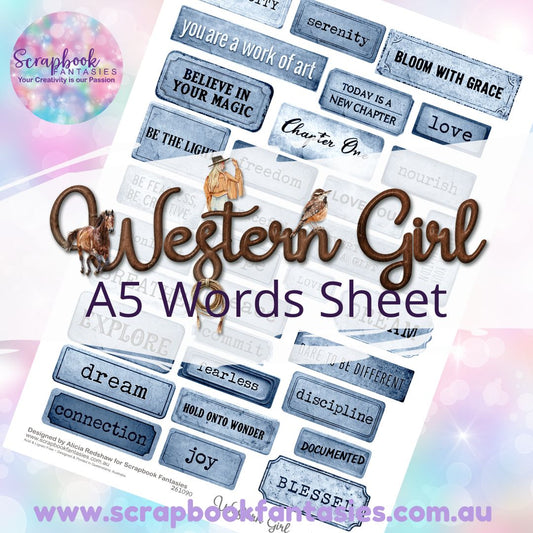 Western Girl A5 Words Sheet - Word Plaques 261090