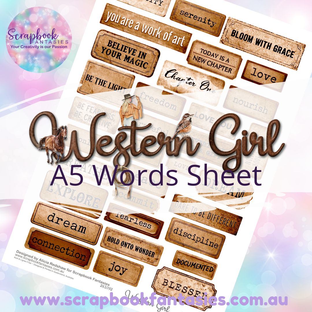 Western Girl A5 Words Sheet - Word Plaques 2 261092