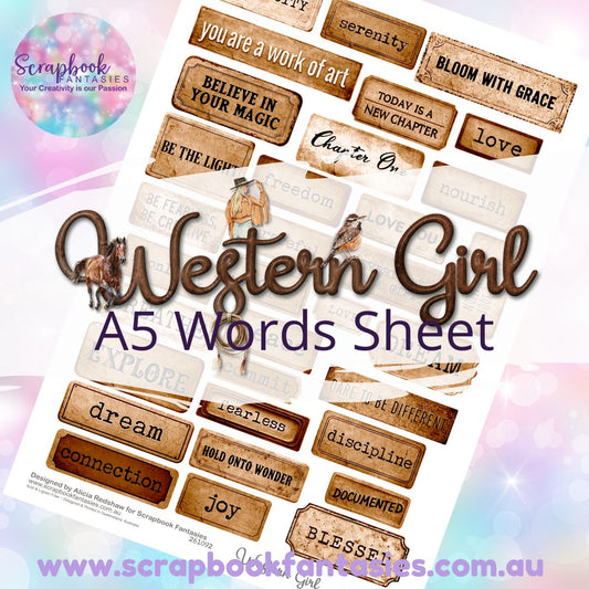 Western Girl A5 Words Sheet - Word Plaques 2 261092