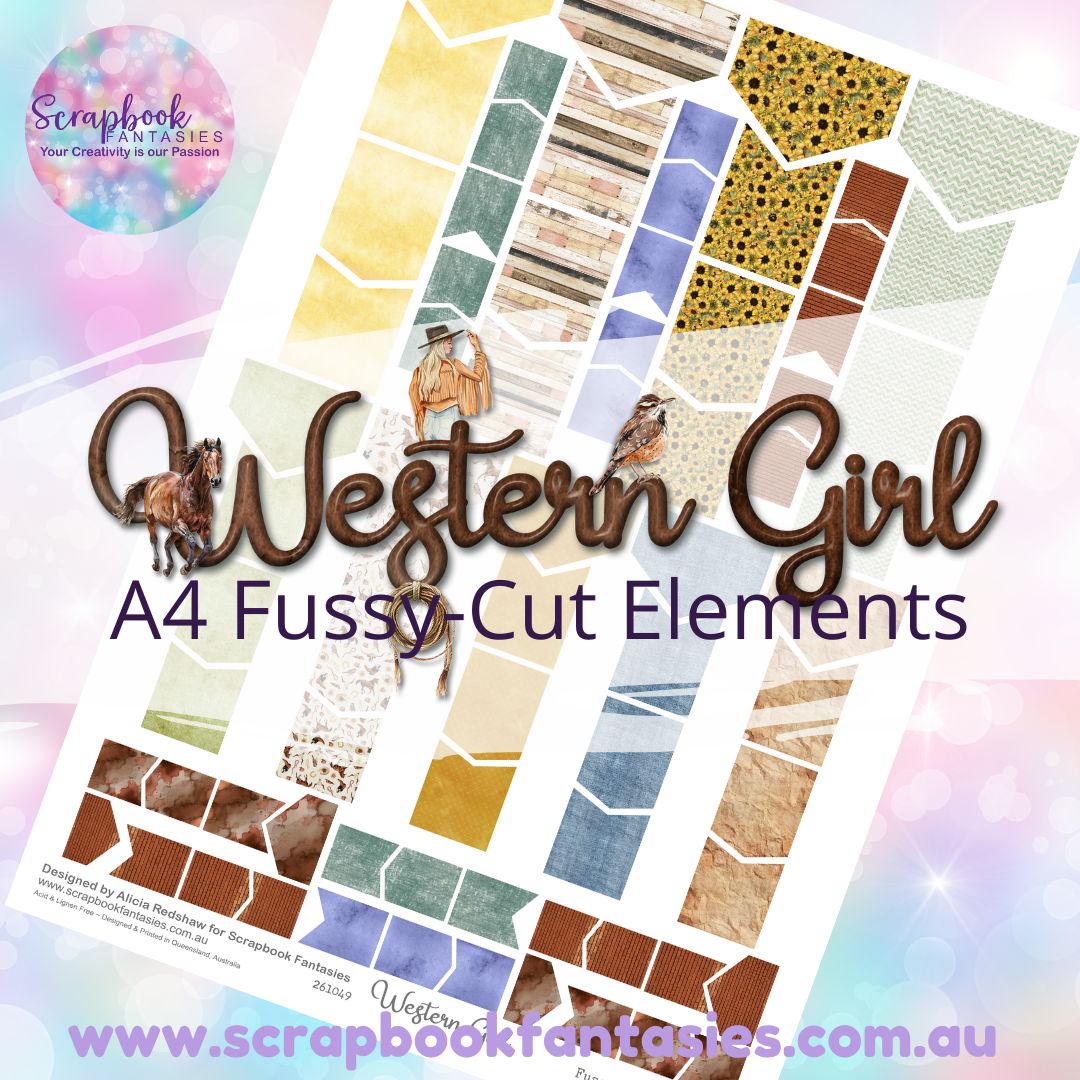 Western Girl A4 Colour Fussy-Cut Elements - Flags & Banners 261049
