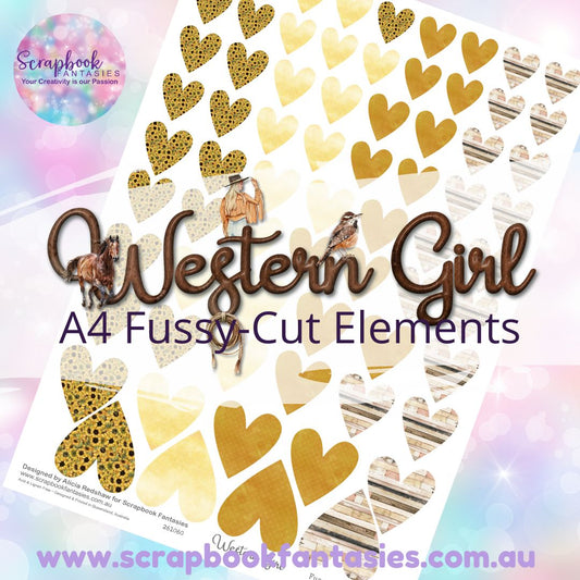 Western Girl A4 Colour Fussy-Cut Elements - Hearts 1-2 261060