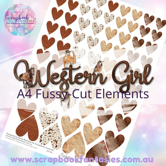 Western Girl A4 Colour Fussy-Cut Elements - Hearts 1-3 261061