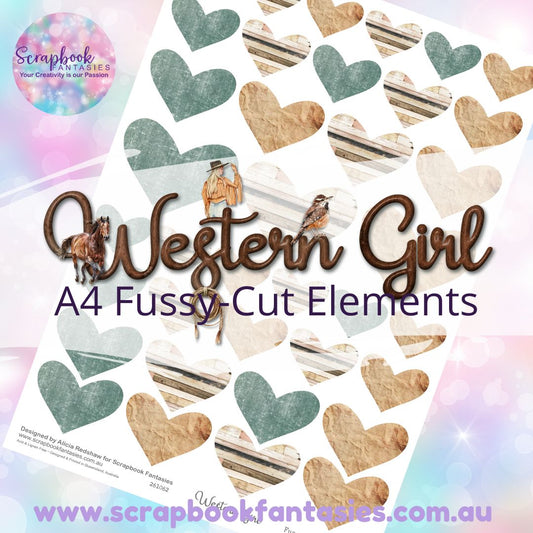 Western Girl A4 Colour Fussy-Cut Elements - Hearts 2-1 261062
