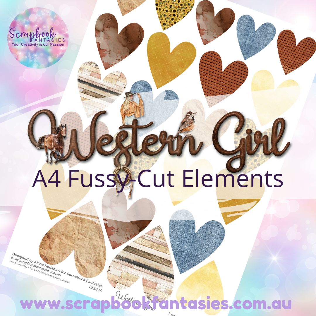 Western Girl A4 Colour Fussy-Cut Elements - Large Hearts 1 261096