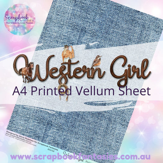 Western Girl A4 Printed Vellum Sheet - Denim 261012