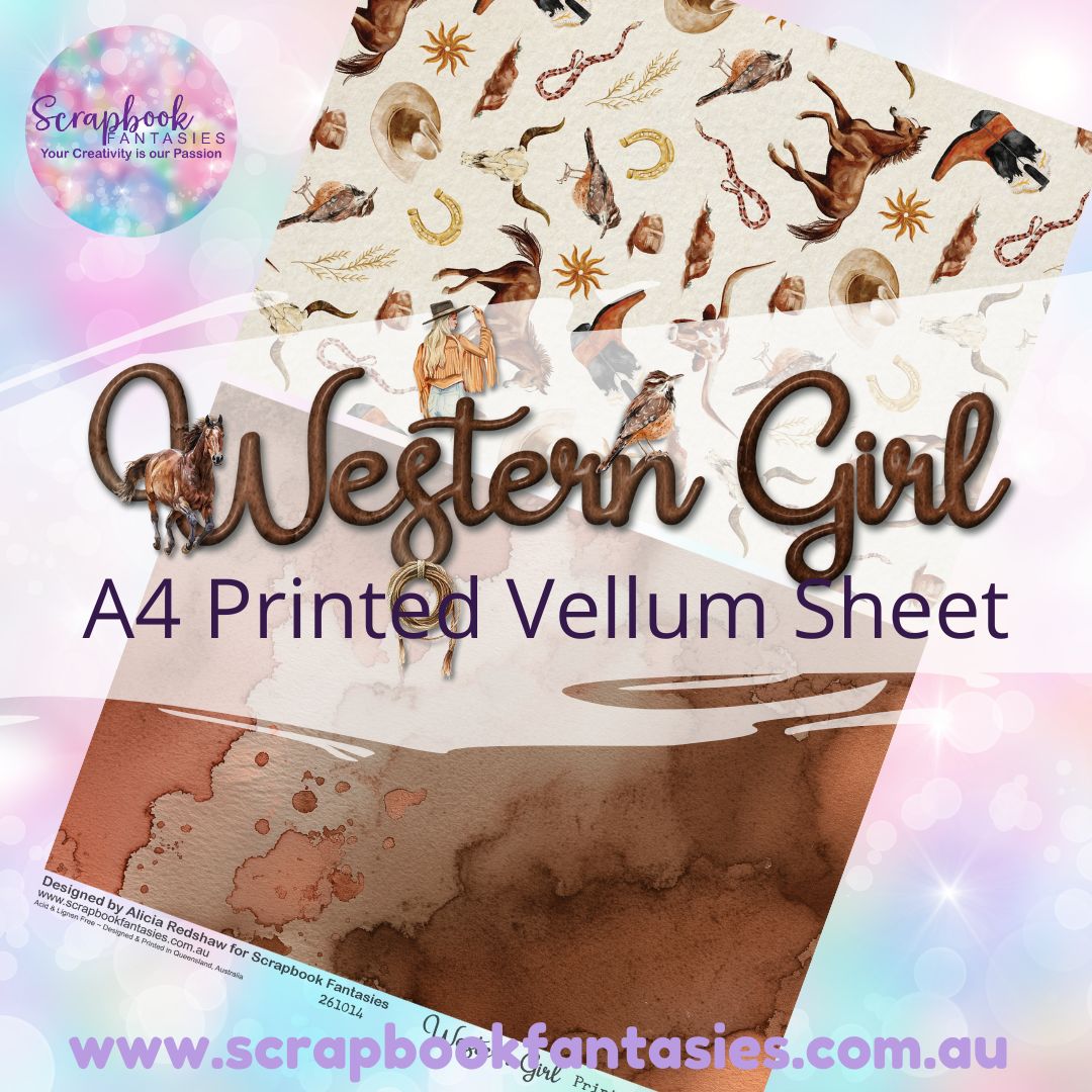 Western Girl A4 Printed Vellum Sheet - Halves 1 261014