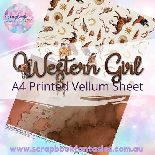 Western Girl A4 Printed Vellum Sheet - Halves 1 261014
