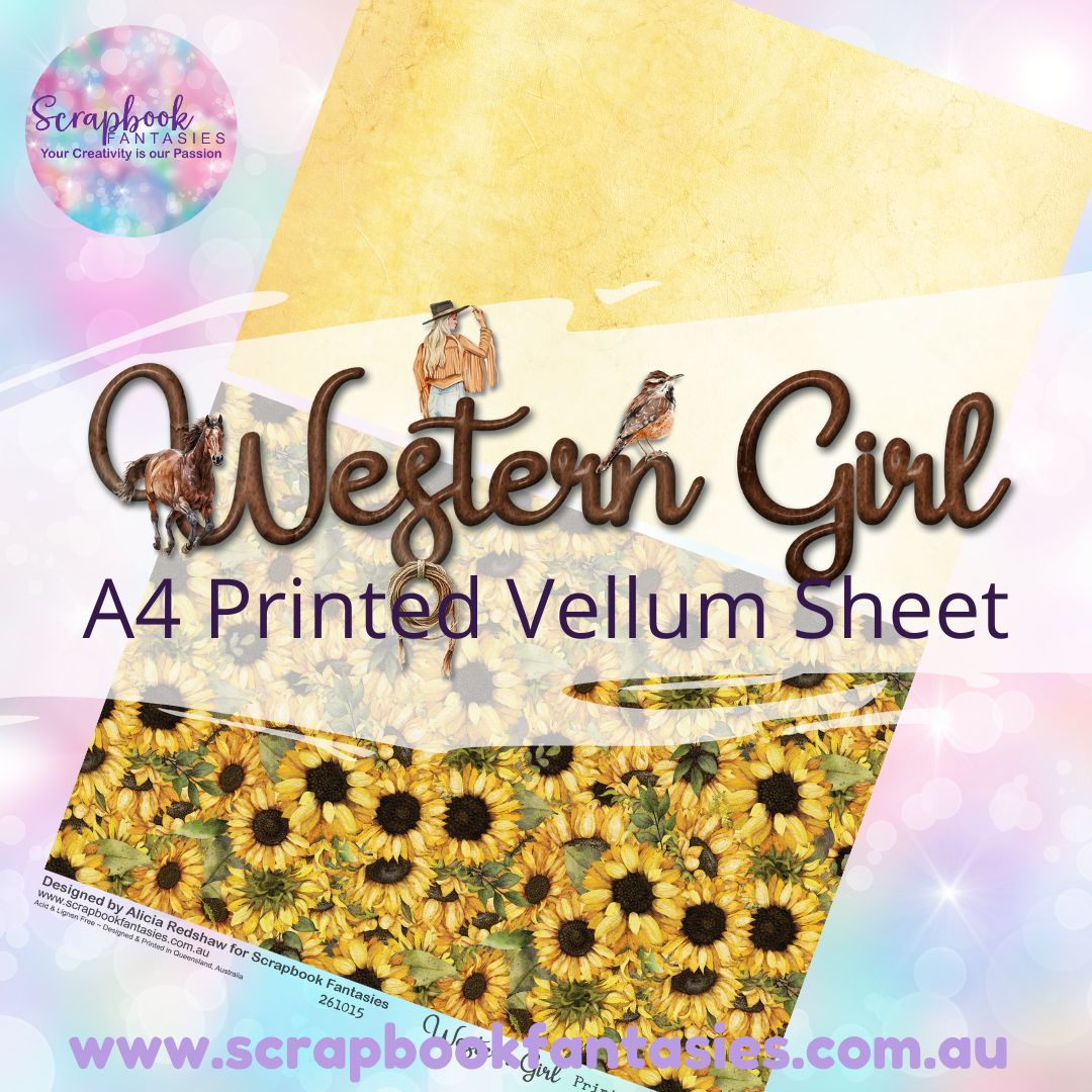 Western Girl A4 Printed Vellum Sheet - Halves 2 261015