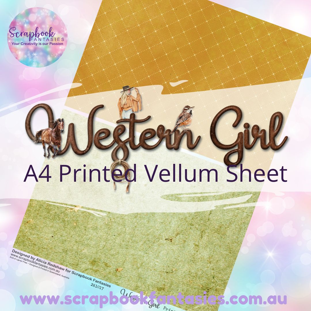 Western Girl A4 Printed Vellum Sheet - Halves 4 261017