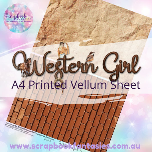 Western Girl A4 Printed Vellum Sheet - Halves 5 261018