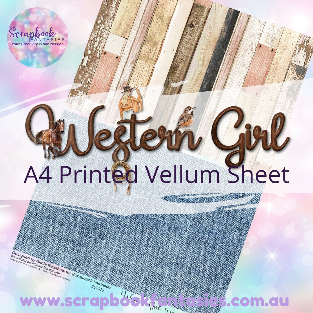 Western Girl A4 Printed Vellum Sheet - Halves 6 261019