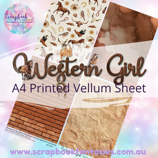 Western Girl A4 Printed Vellum Sheet - Quarters 3 261022