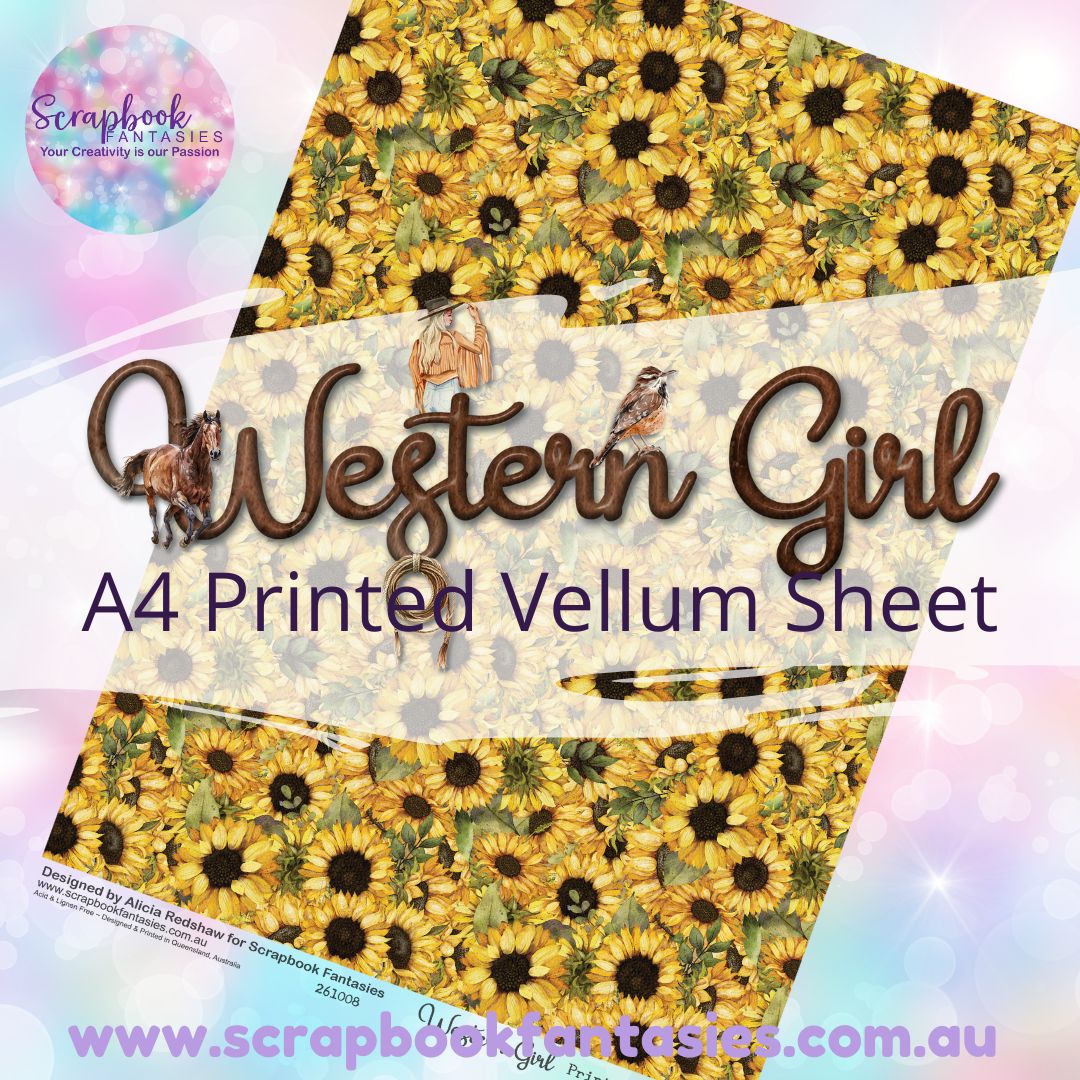 Western Girl A4 Printed Vellum Sheet - Sunflowers 261008
