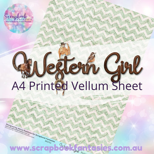Western Girl A4 Printed Vellum Sheet - Vintage Chevron 261011