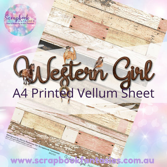 Western Girl A4 Printed Vellum Sheet - Wood 261010