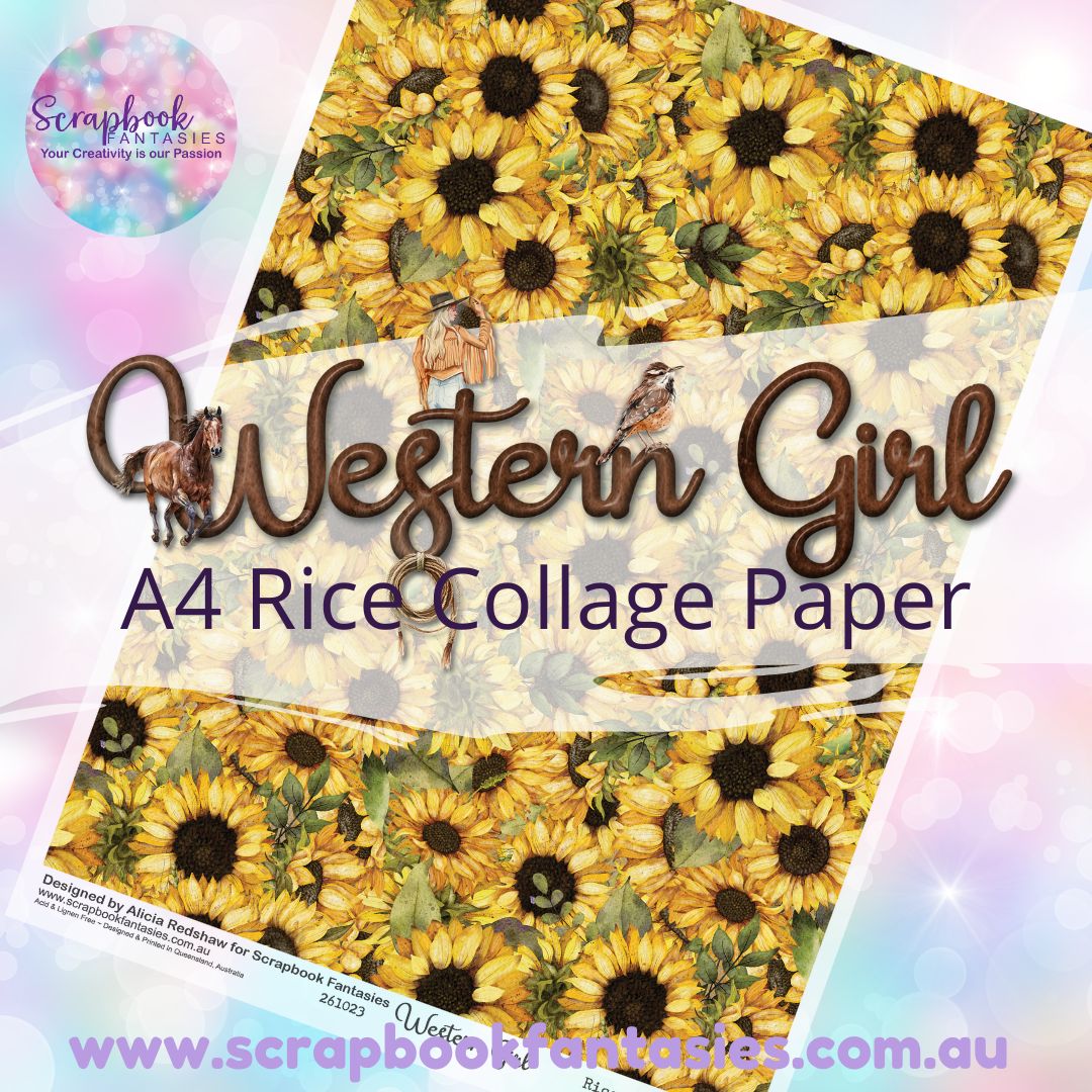Western Girl A4 Collage Paper - Sunflowers 261023
