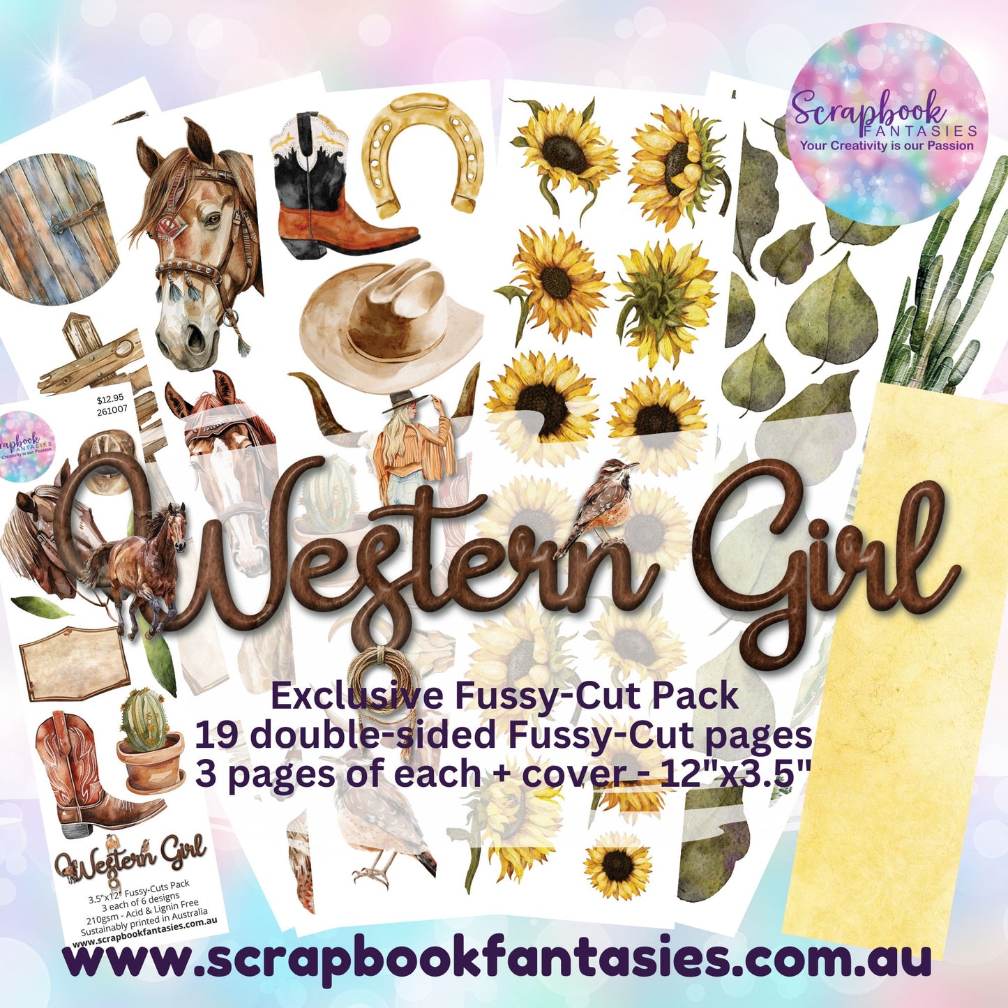 Western Girl 12x3.5" Double-Sided Fussy-Cuts Pack - 19 pieces - 261007