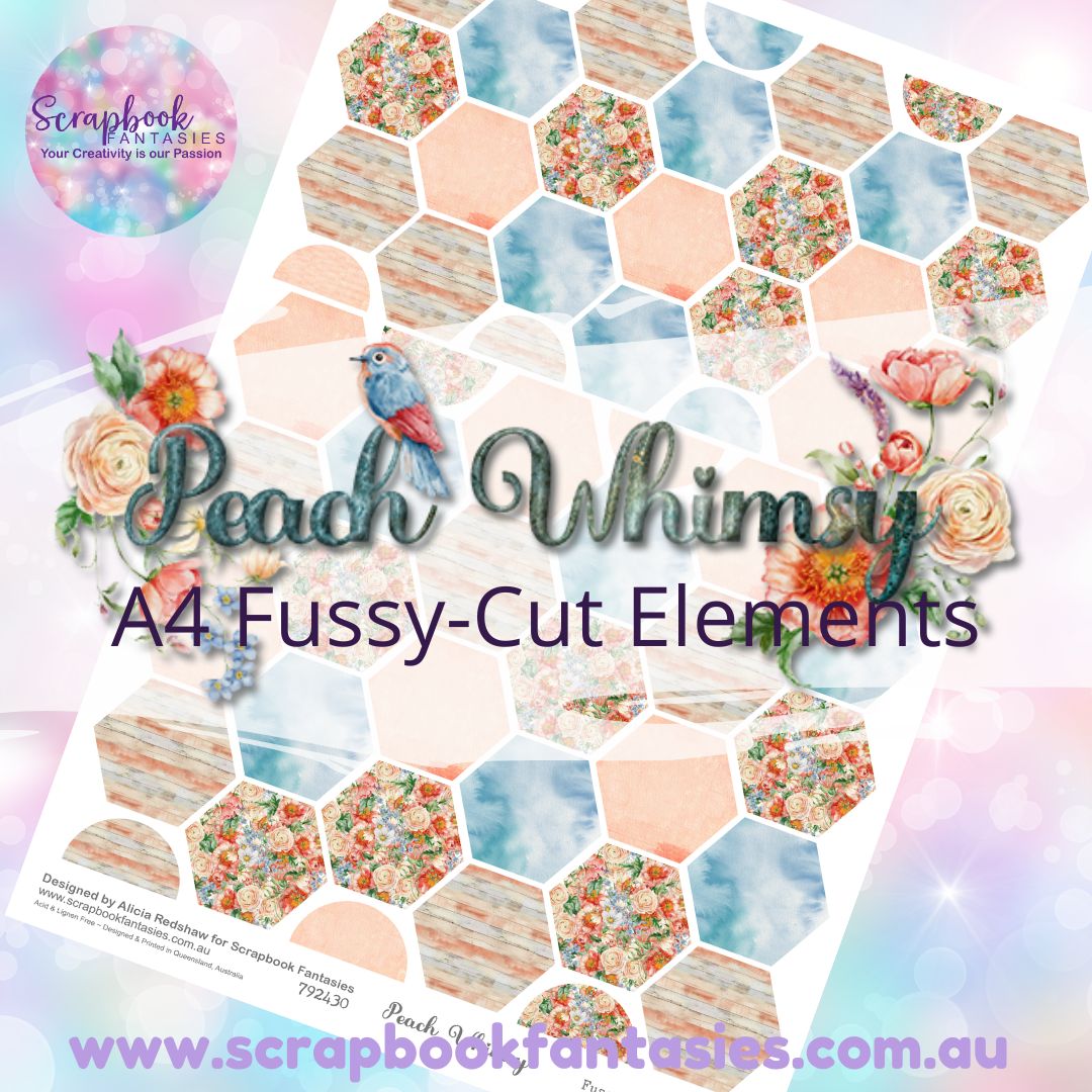 Peach Whimsy A4 Colour Fussy-Cut Elements - Hexagons 3 792430