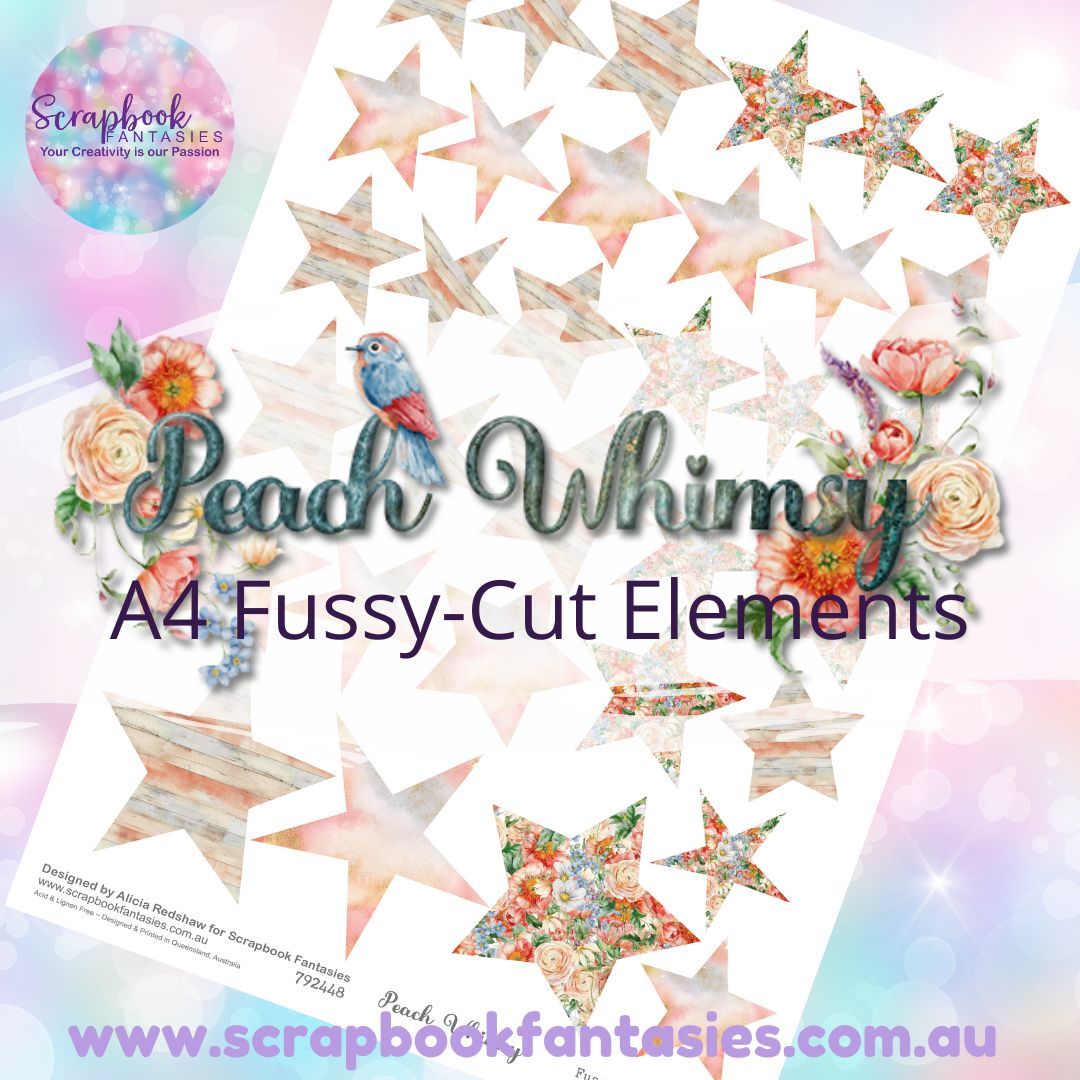 Peach Whimsy A4 Colour Fussy-Cut Elements - Stars 1 792448