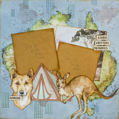 Aussie Grunge Kangaroos & Tent Scrapbooking Class Kit - 20 September 2021