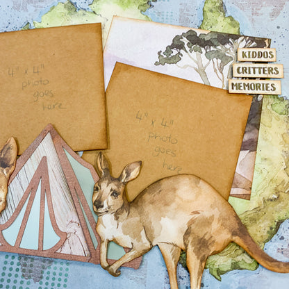 Aussie Grunge Kangaroos & Tent Scrapbooking Class Kit - 20 September 2021