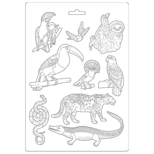 Stamperia A4 Soft Mould - Amazonia - Animals K3PTA491