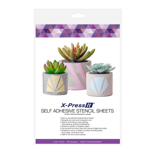 X-Press It Self Adhesive Stencil Sheets - A4 - 400 micron - 4 sheets  - XPASA44