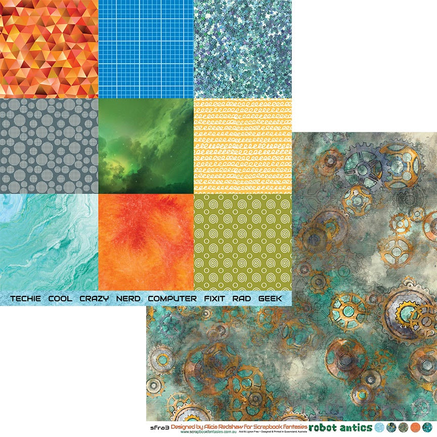 Robot Antics 12x12 Double-Sided Patterned Paper 3