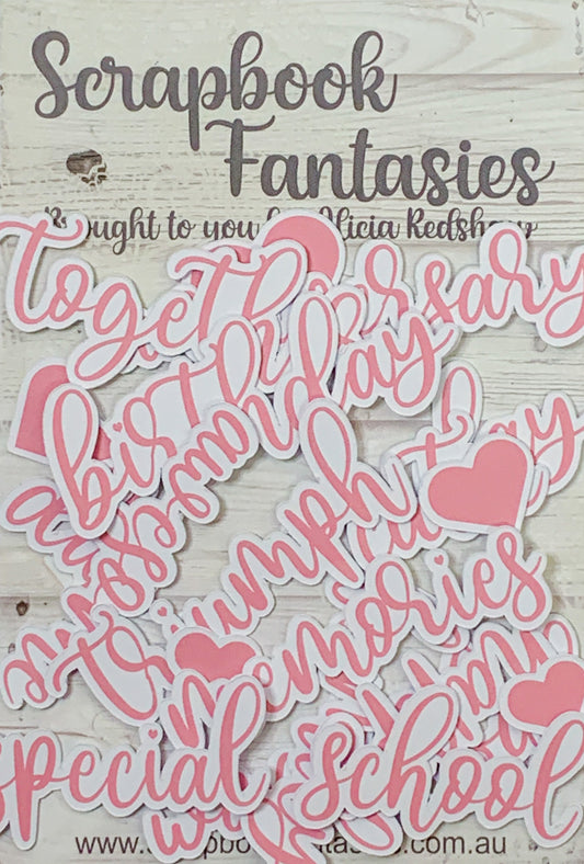 Colour-Cuts Minis Words 2 - Cute Friends 1 - Pink (20 pieces) Designed by Alicia Redshaw