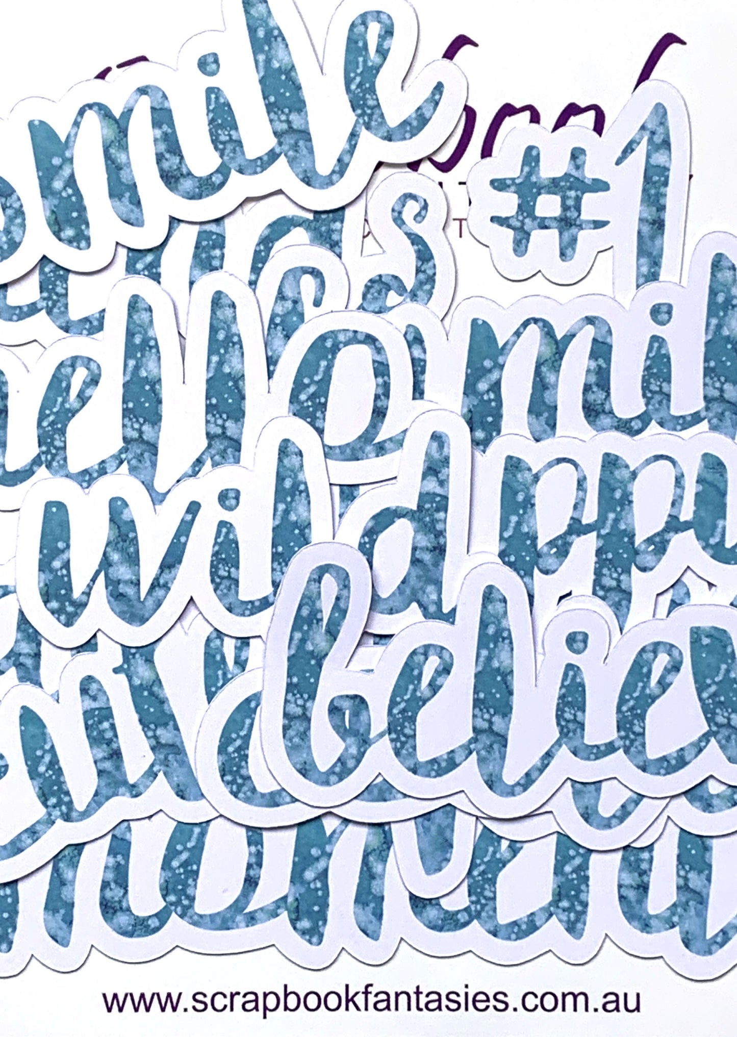 Colour-Cuts Words 1 - Teal Salted Watercolour (13 pieces) Designed by Alicia Redshaw