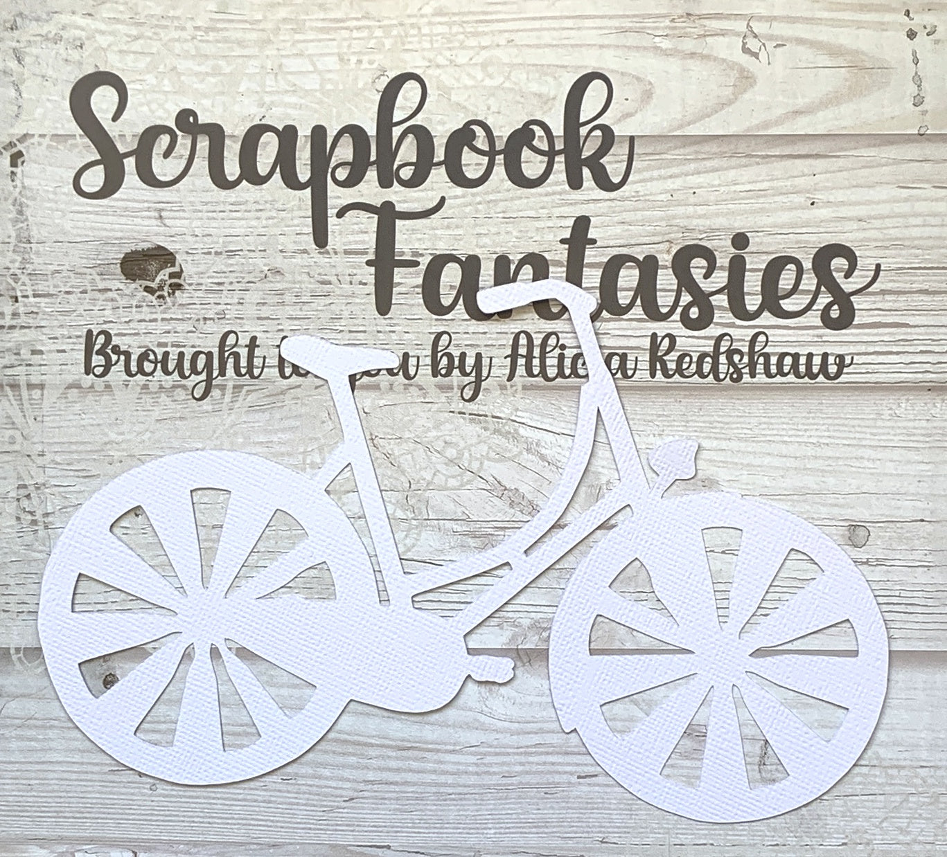 Bicycle 7.25"x4.75" White Linen Cardstock Cutout - Designed by Alicia Redshaw
