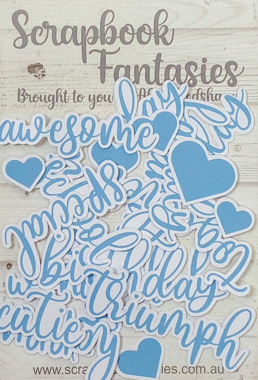Colour-Cuts Minis Words 2 - Cute Friends 1 - Blue (20 pieces) Designed by Alicia Redshaw