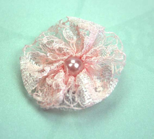 3.5cm Pale Pink Lace Pearl Flower (single flower)