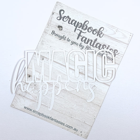 Glamorous - Magic Happens 3.5"x5.5" White Linen Cardstock Title-Cut - Designed by Alicia Redshaw