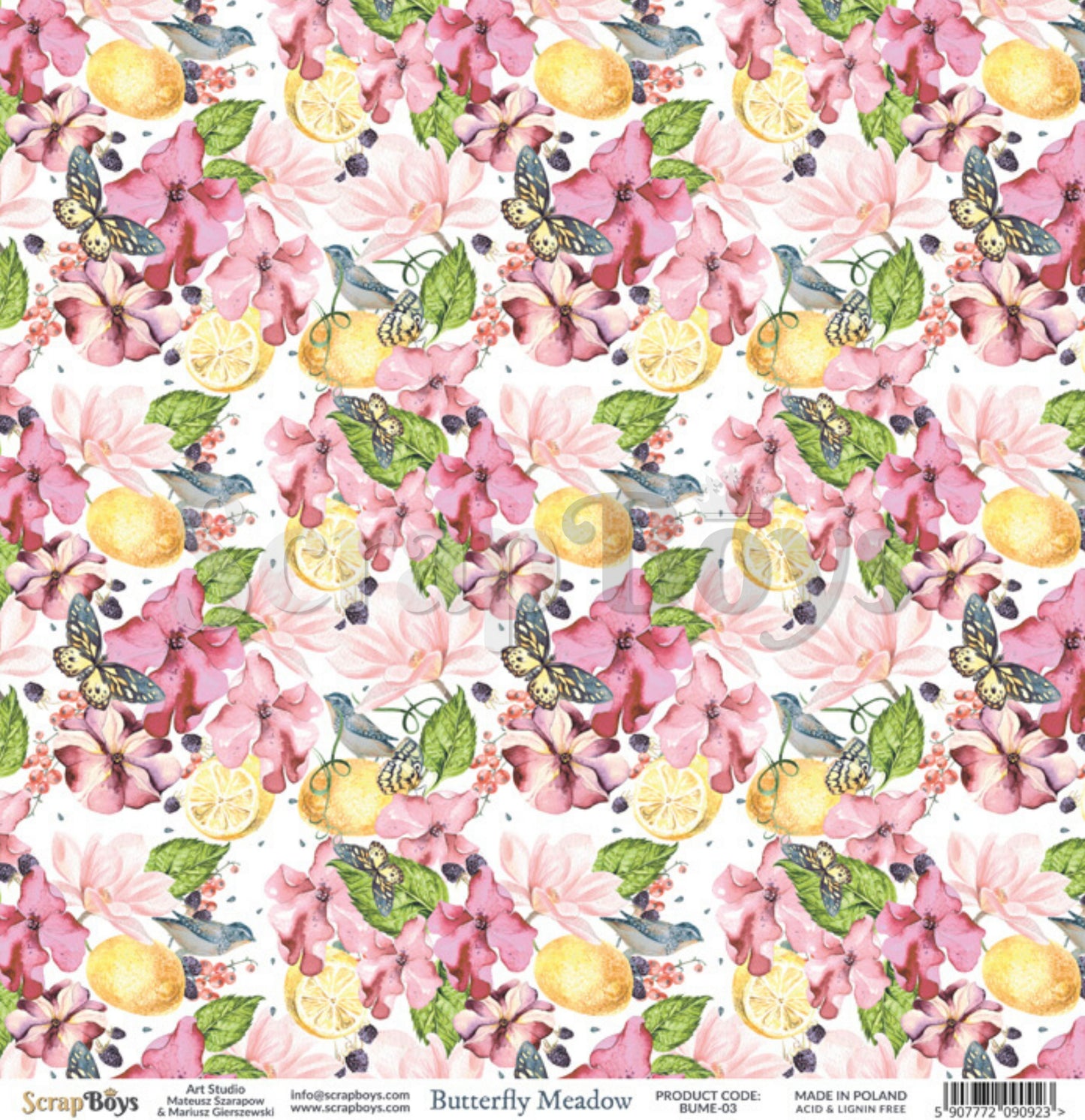 ScrapBoys - Butterfly Meadow - 12 x 12 Pattern Paper (Bume-03)