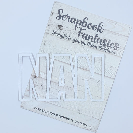 Family is Everything - Nan (open) 2.75"x4.75" White Linen Cardstock Title-Cut - Designed by Alicia Redshaw