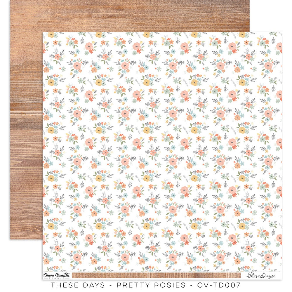 Cocoa Vanilla Studio These Days Pretty Posies 12″x12″ Double-sided Patterned Paper CV-TD007