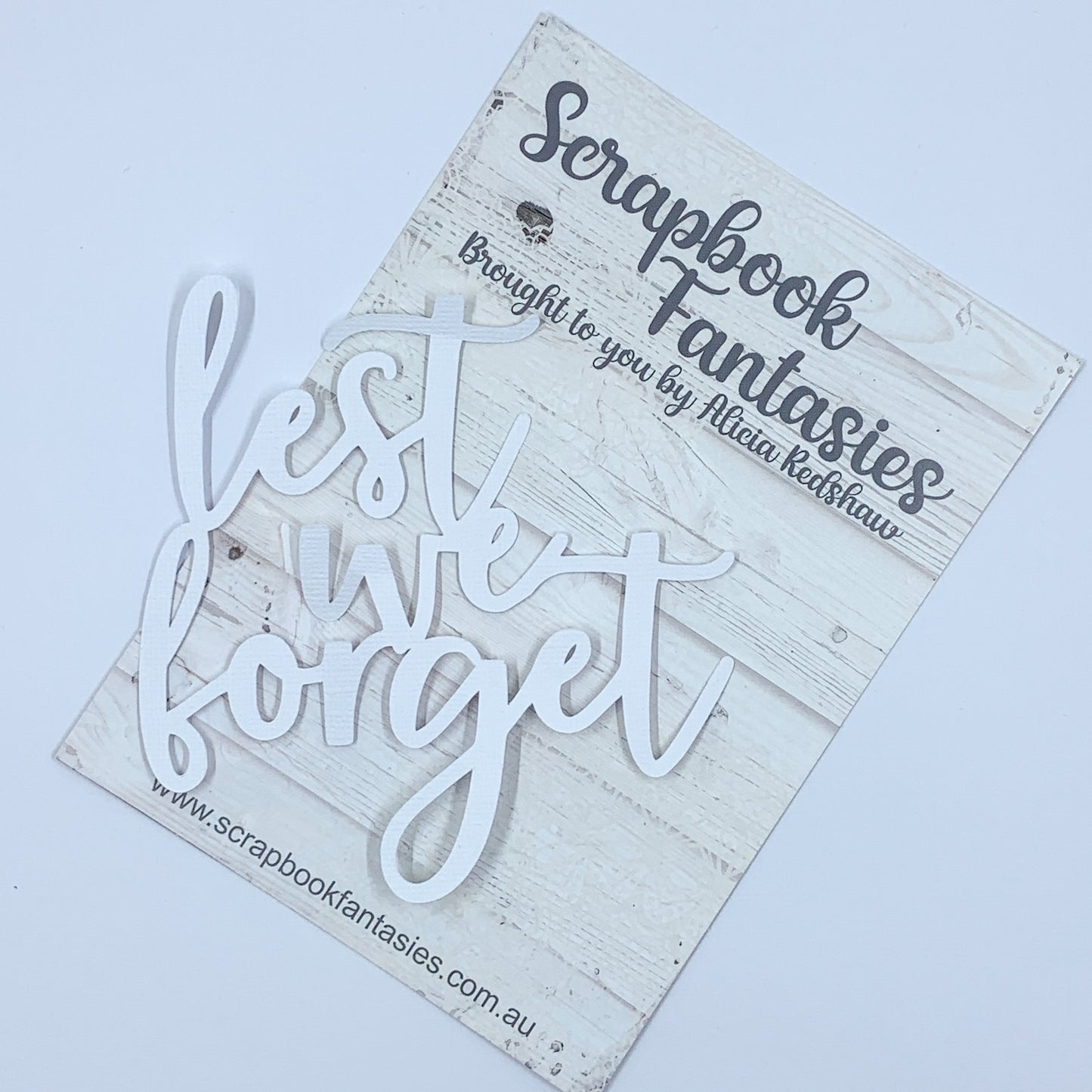 Lest we forget4.25"x4.25" White Linen Cardstock Title-Cut - Designed by Alicia Redshaw