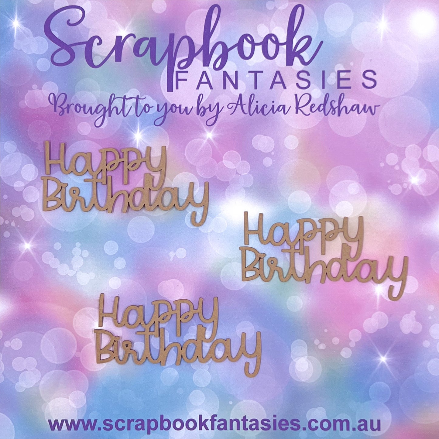 Kraft Cardstock Happy Birthday Sentiments 3"x1.5" (3 pack) 14562