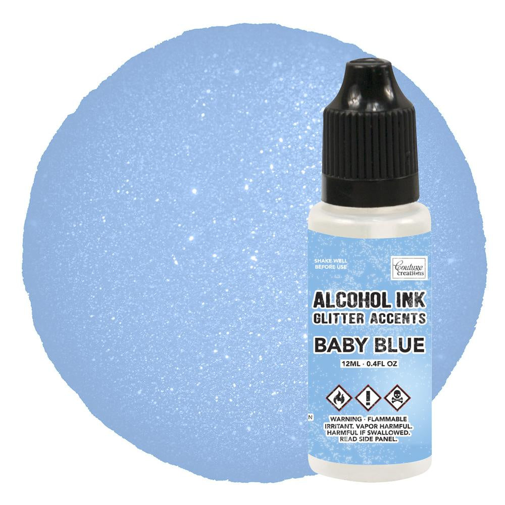 Couture Creations 12ml Baby Blue Glitter Accents Alcohol Ink CO728352